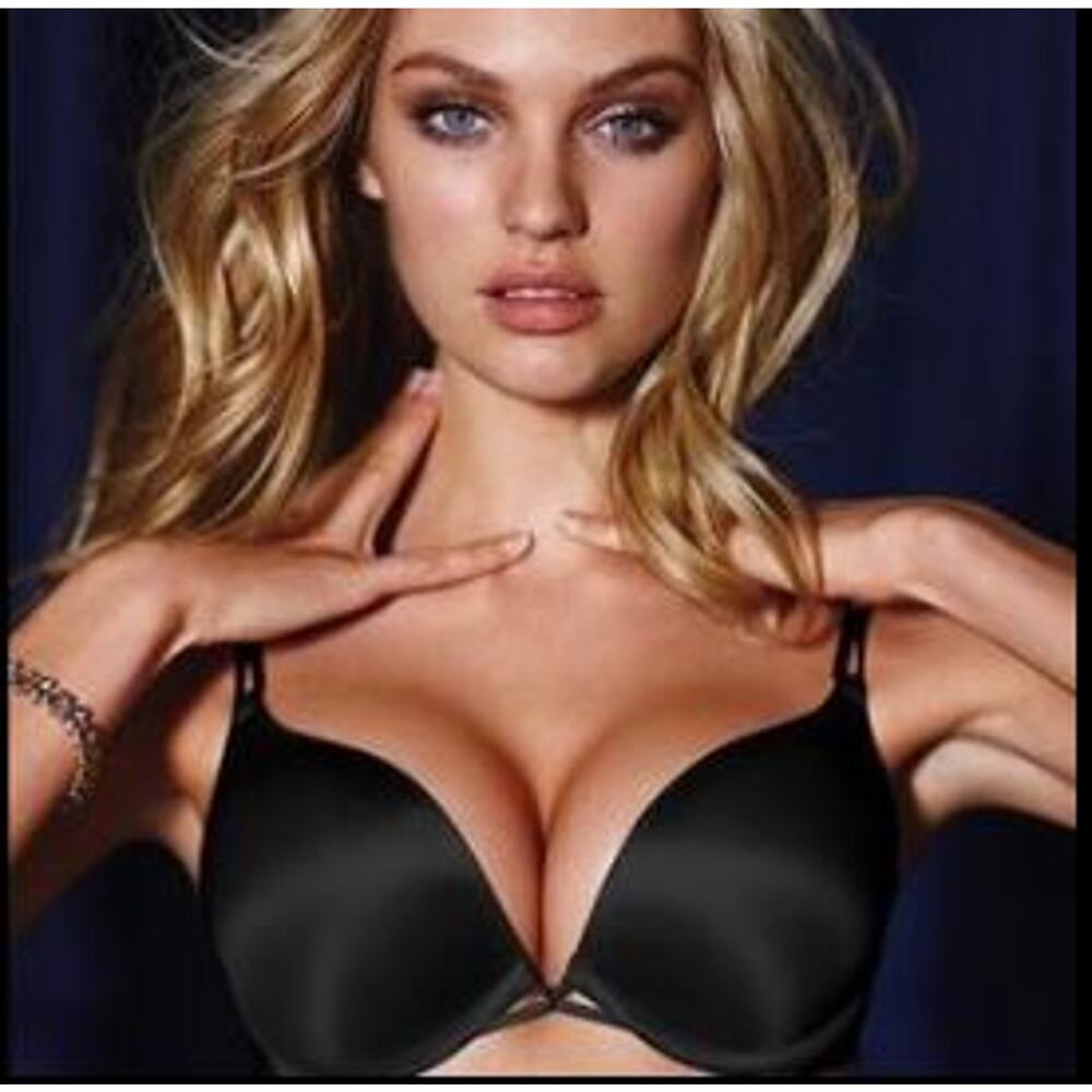 38D Victoria's Secret Bombshell Plunge Miraculous Padded BRA Push-Up Power Black